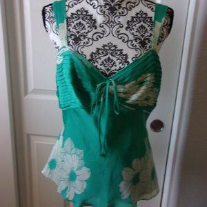 NWOT - Ann Taylor 100% Silk Camisole, Size 10, Green Floral